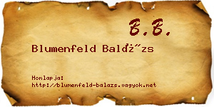 Blumenfeld Balázs névjegykártya